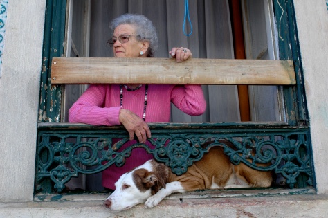 Woman and dog, Lisbon, 2009
